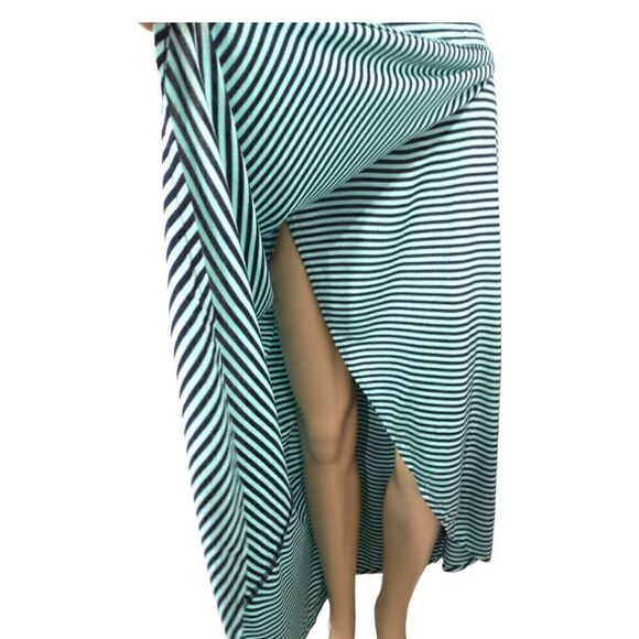 Striped Flowy Midi Skirt GAP Lrg Asymmetric Hem Pockets Beach Coastal Grandma. - Picture 8 of 16